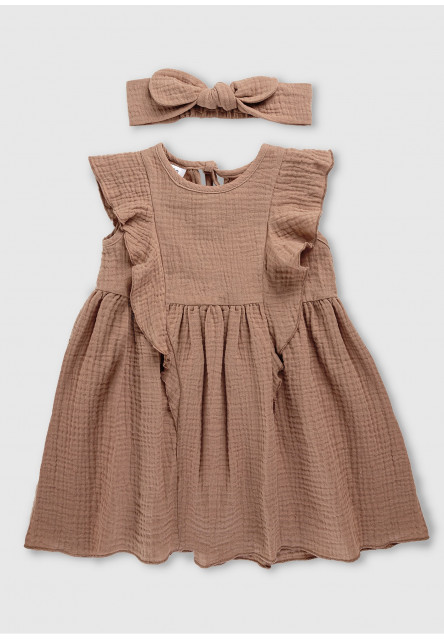 Béžové detské šaty z mušelínu