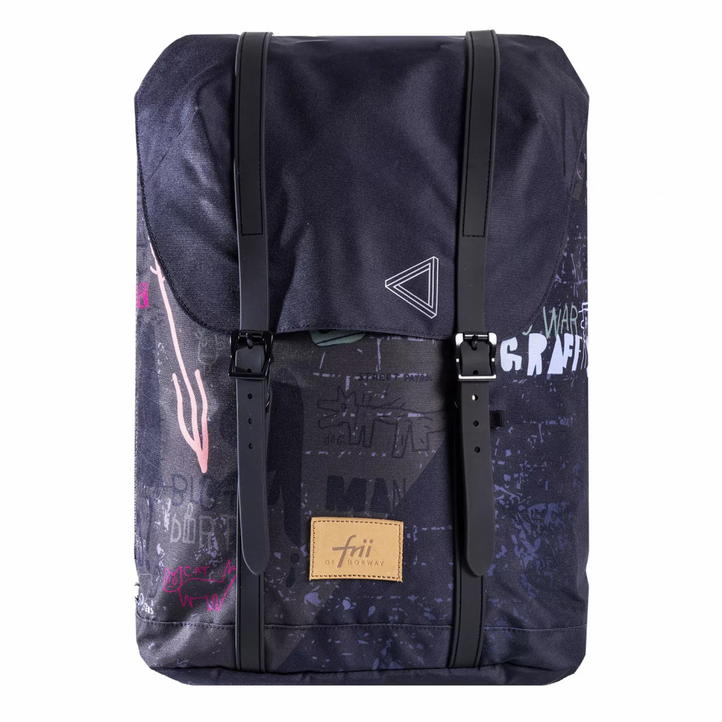 Frii of Norway Ergonomický školský batoh 30L Black Graffiti