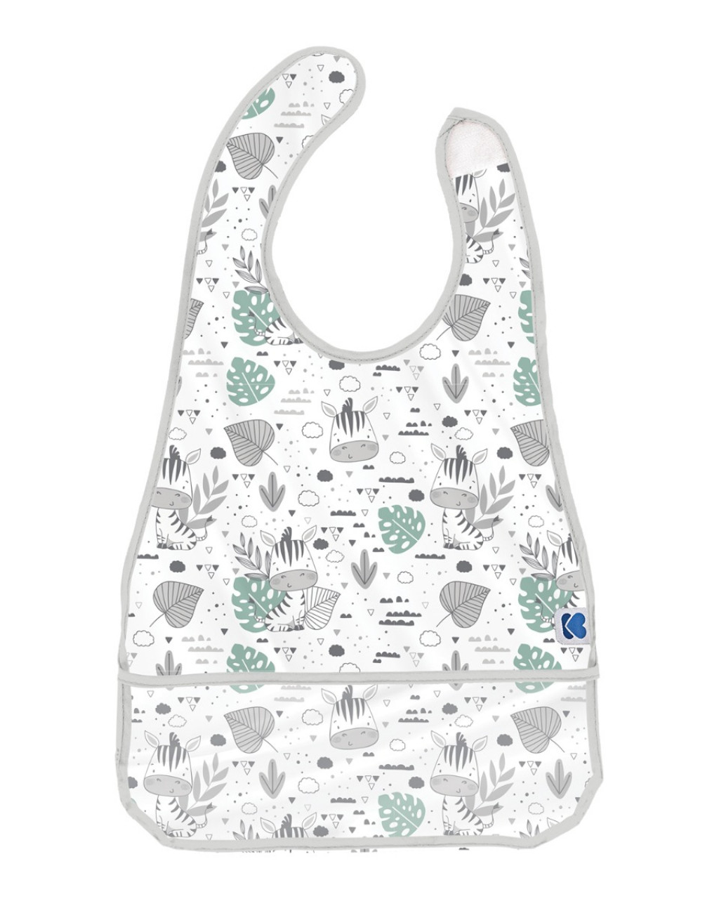 KikkaBoo Podbradník plastový s vreckom Savanna Pattern Grey