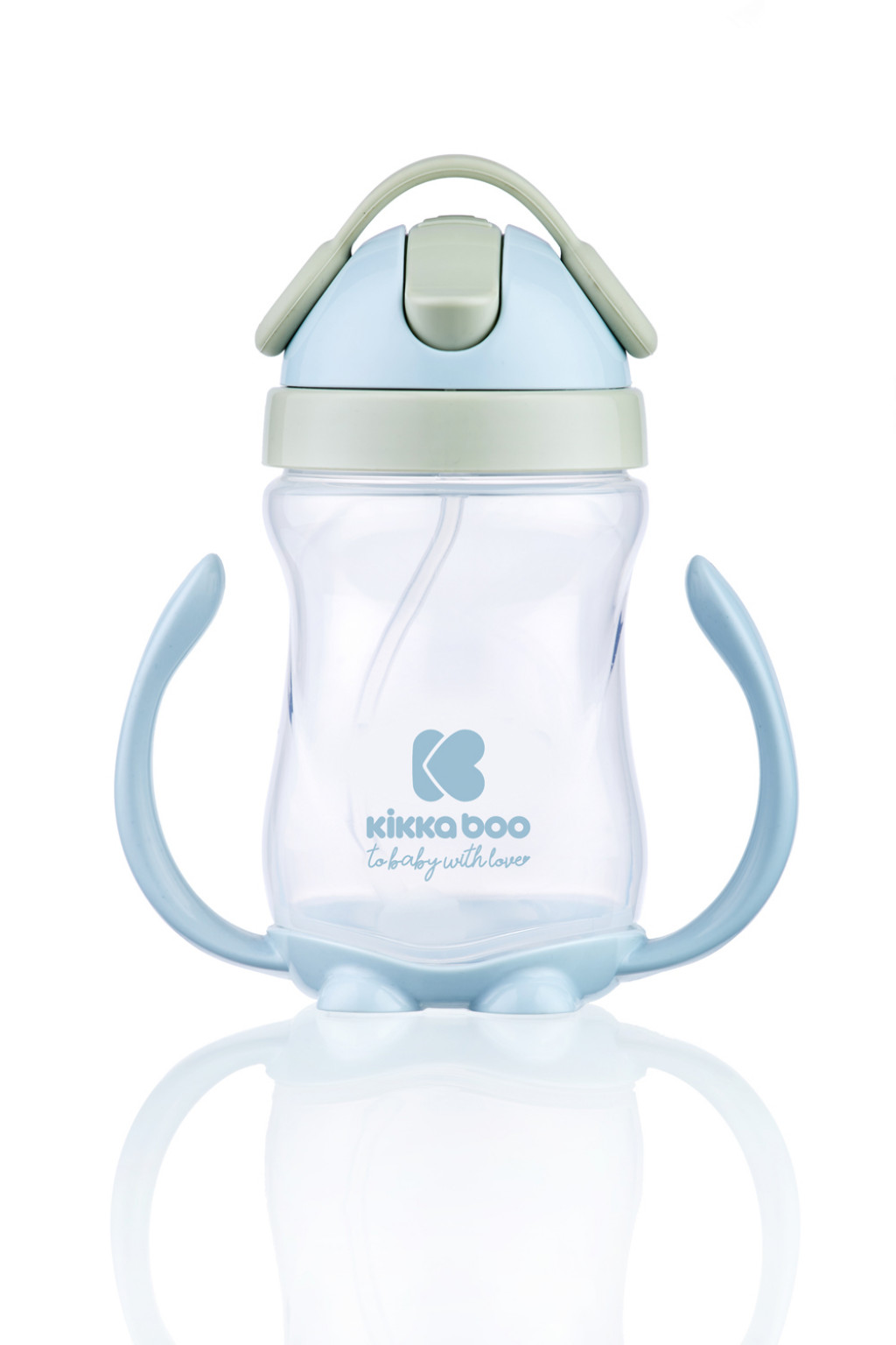 KikkaBoo Hrnček so silikónovou slamkou 300ml 12m+ Blue