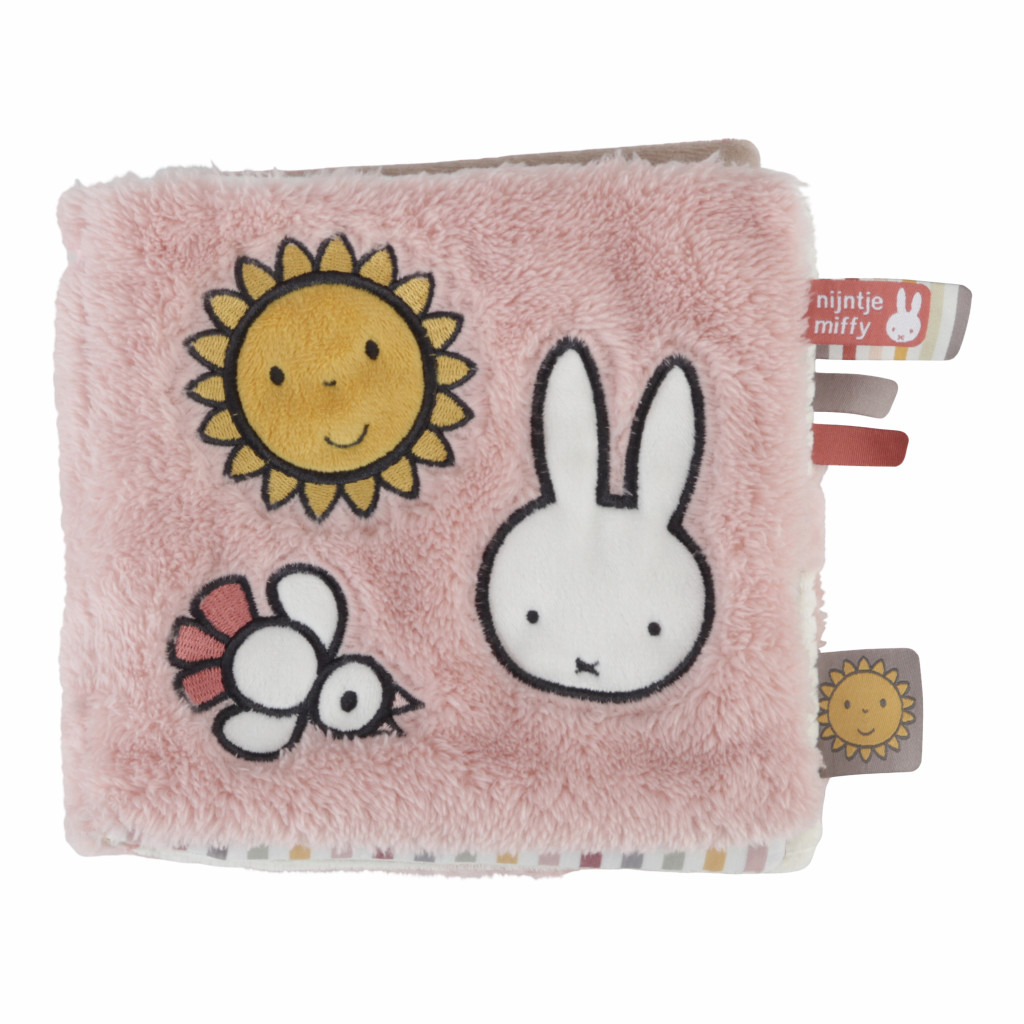 Little Dutch Textilná knižka s aktivitami králiček Miffy Fluffy Pink