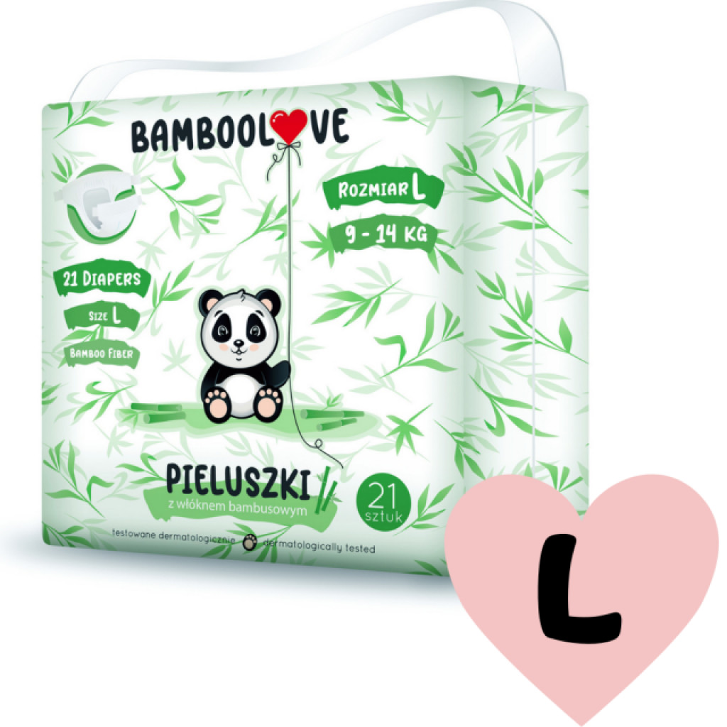 Bamboolove Plienky jednorazové bambus veľ. L 9-14 kg 21 ks