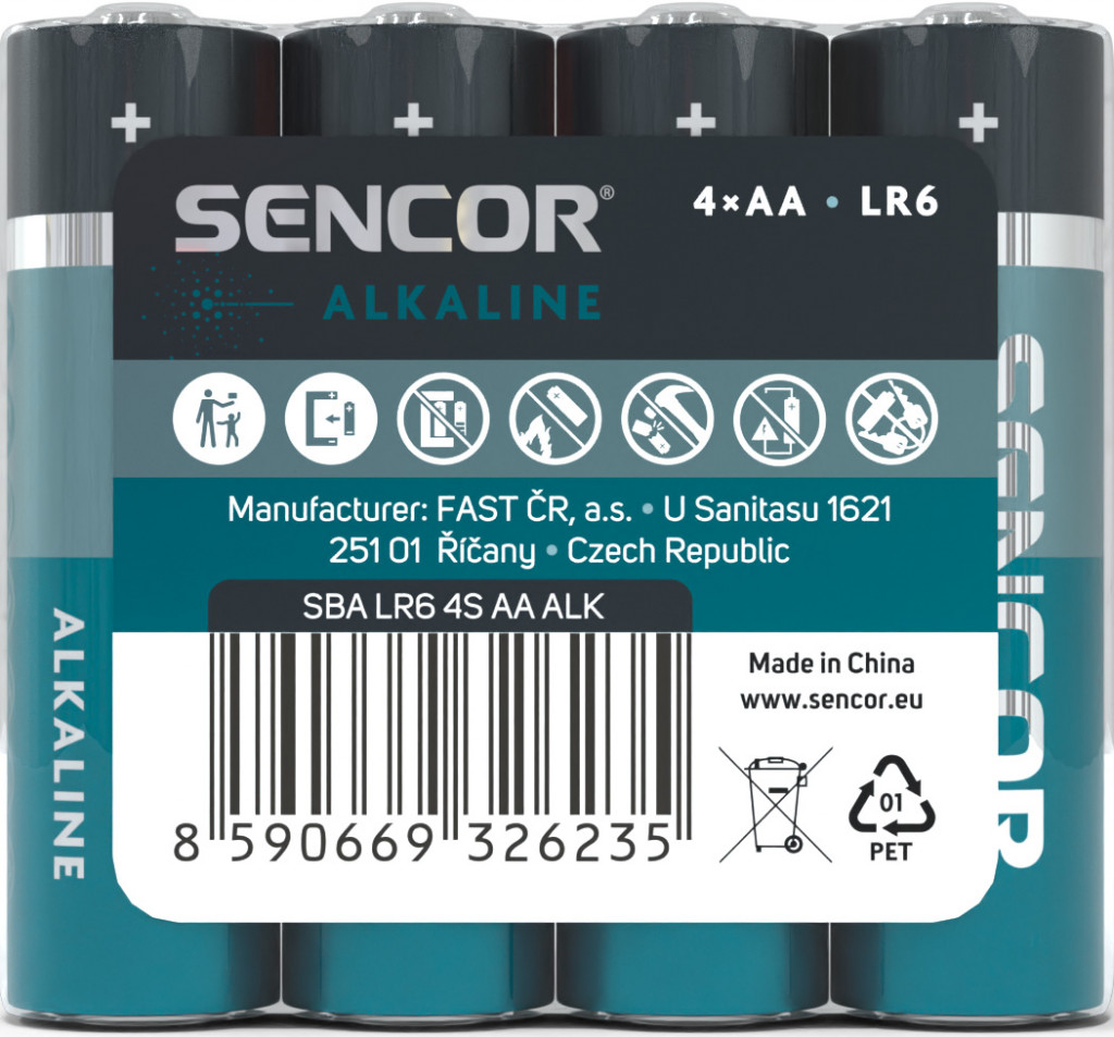 Sencor Alkalické batérie AA 4 ks