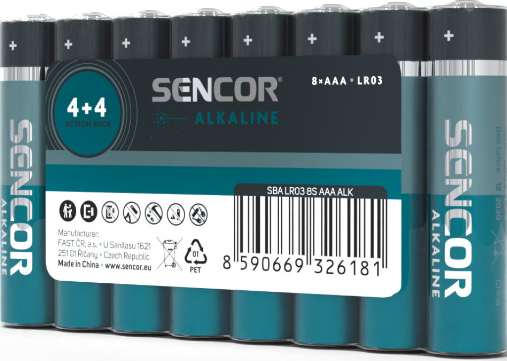 Sencor Alkalické batérie AAA 8 ks