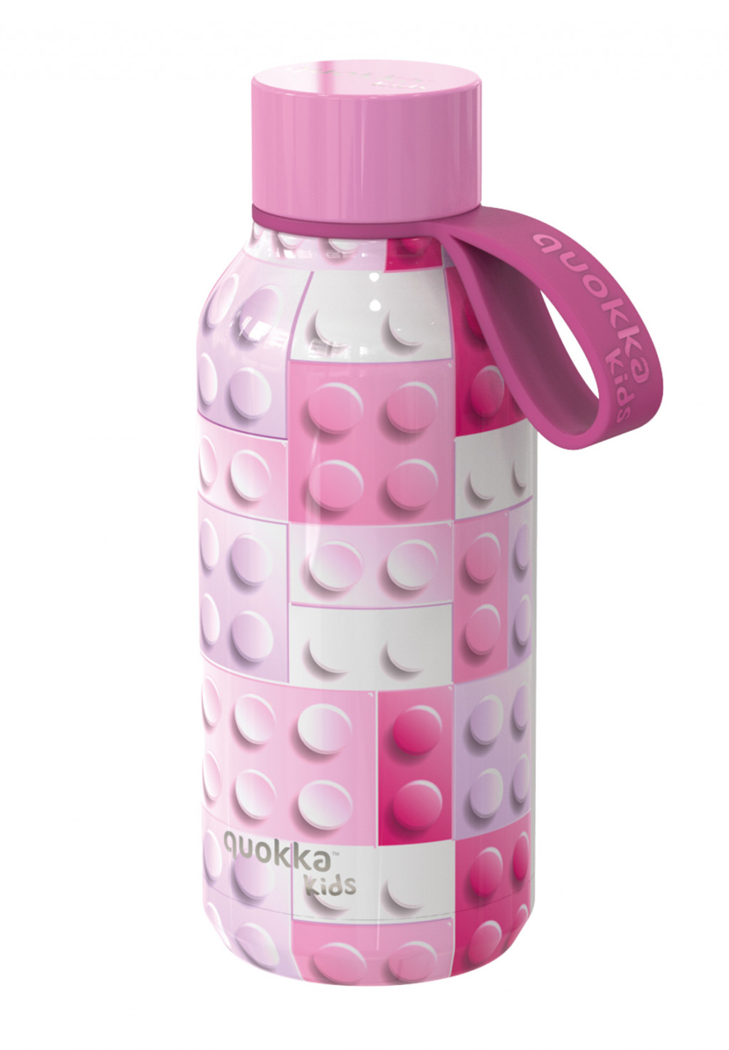 Quokka Nerezová termofľaša Solid Kids s pútkom Pink Bricks 330 ml