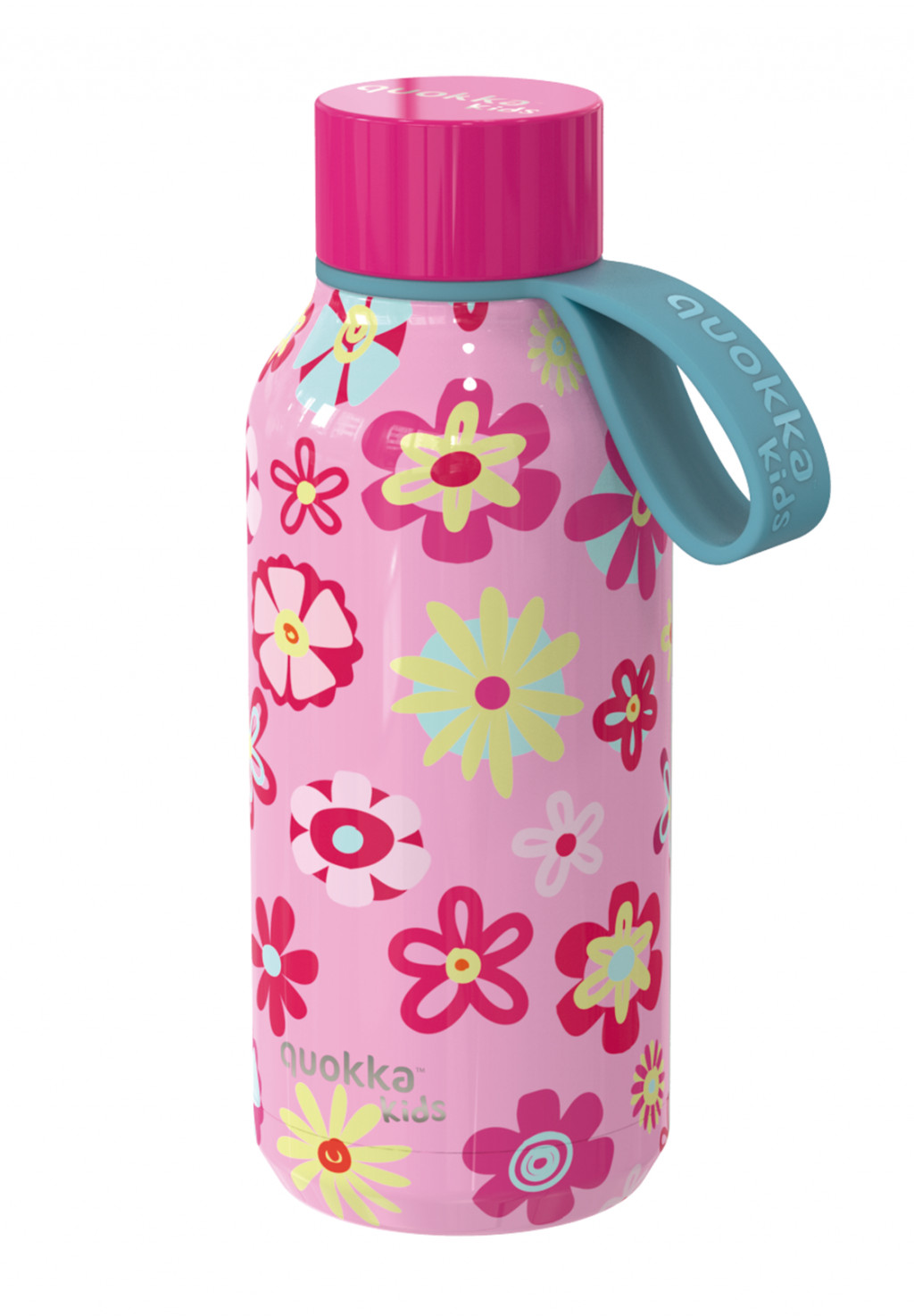 Quokka Nerezová termofľaša Solid Kids s pútkom Flowers 330 ml