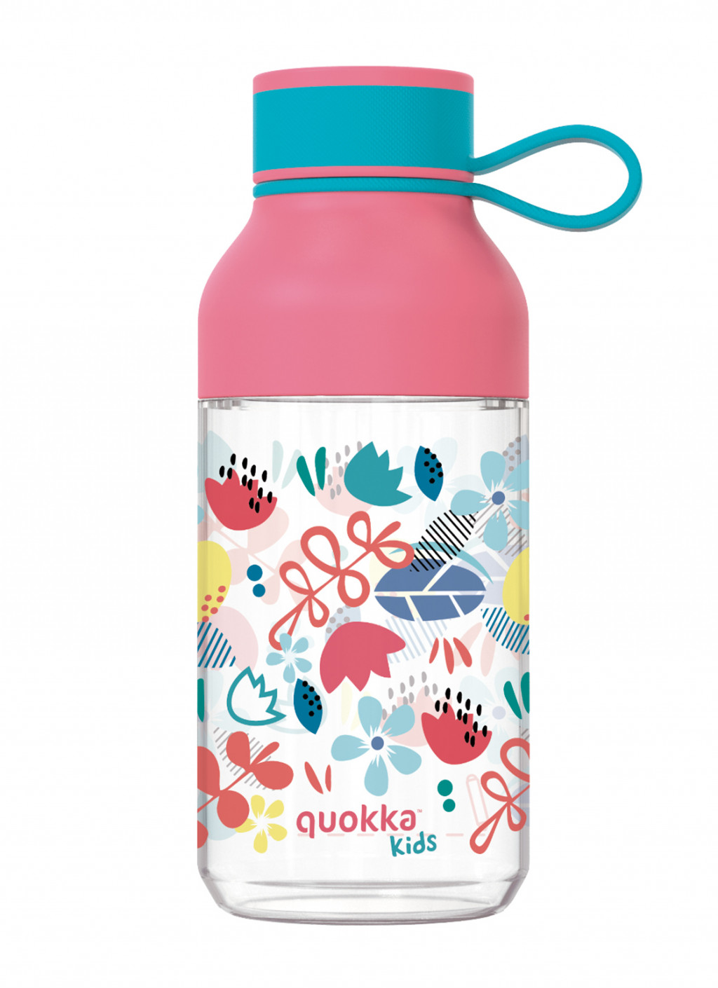 Quokka Plastová fľaša Ice Kids s pútkom Flowers 430 ml