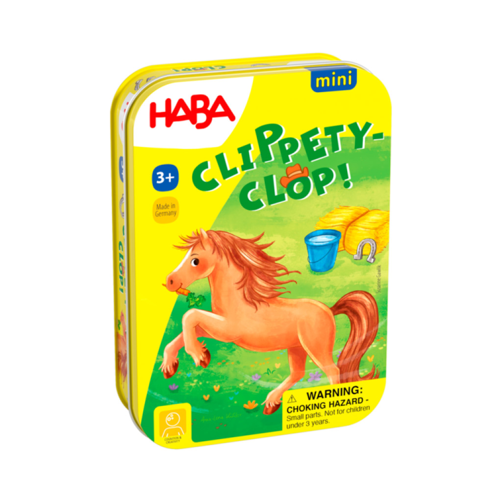 Haba Mini hra pre deti Hop! Hop! Koník v kovovej krabici