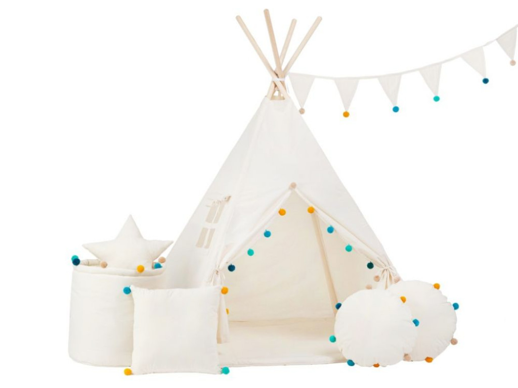 Elis design Set teepee stan Farebné bambuľky variant: standard