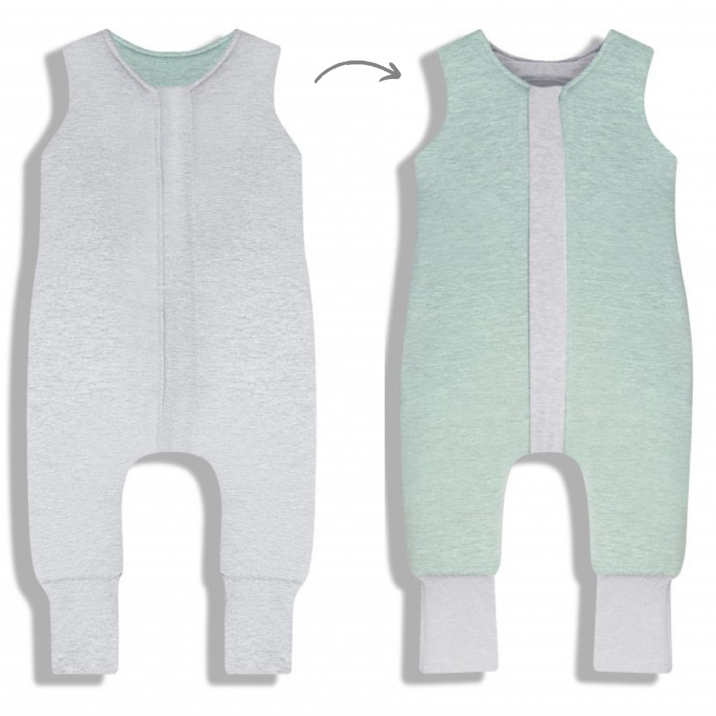 Sleepee Celoročny spací vak s nohavicami Sleepee Melange Grey/Mint XS