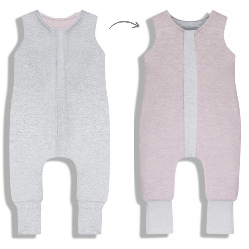 Sleepee Celoročný spací vak s nohavicami Sleepee Melange Grey/Pink XS