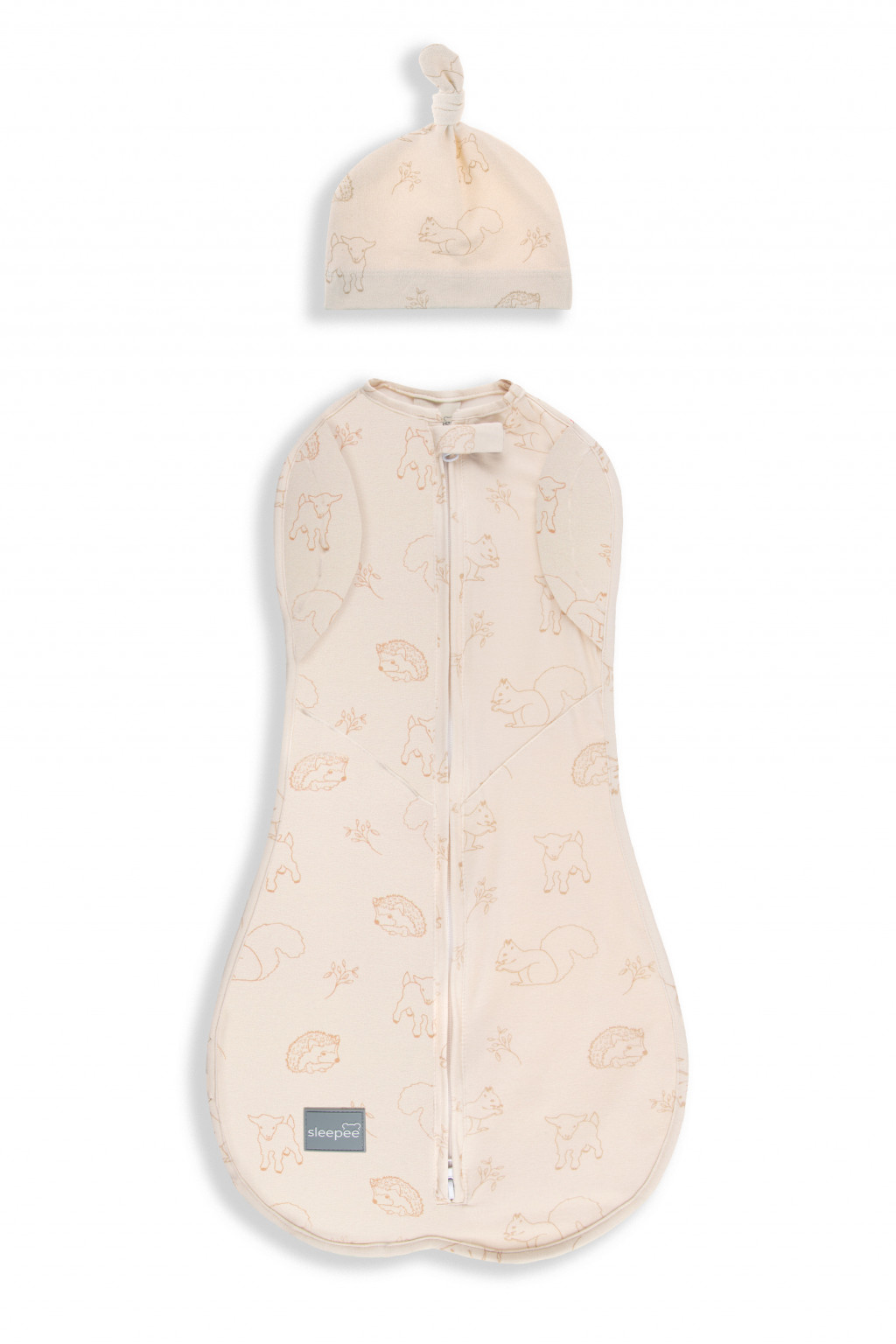 Sleepee Zavinovačka Sleepee Second Step Swaddle s čepičkou zdarma Vintage Animals Cream