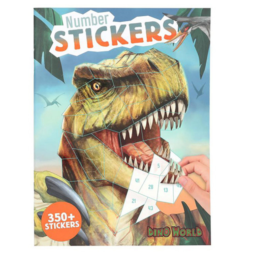 Dino World Number Stickers, 350+ samolepiek