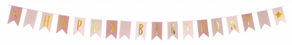 JaBaDaBaDo Banner Happy Birthday Ružový