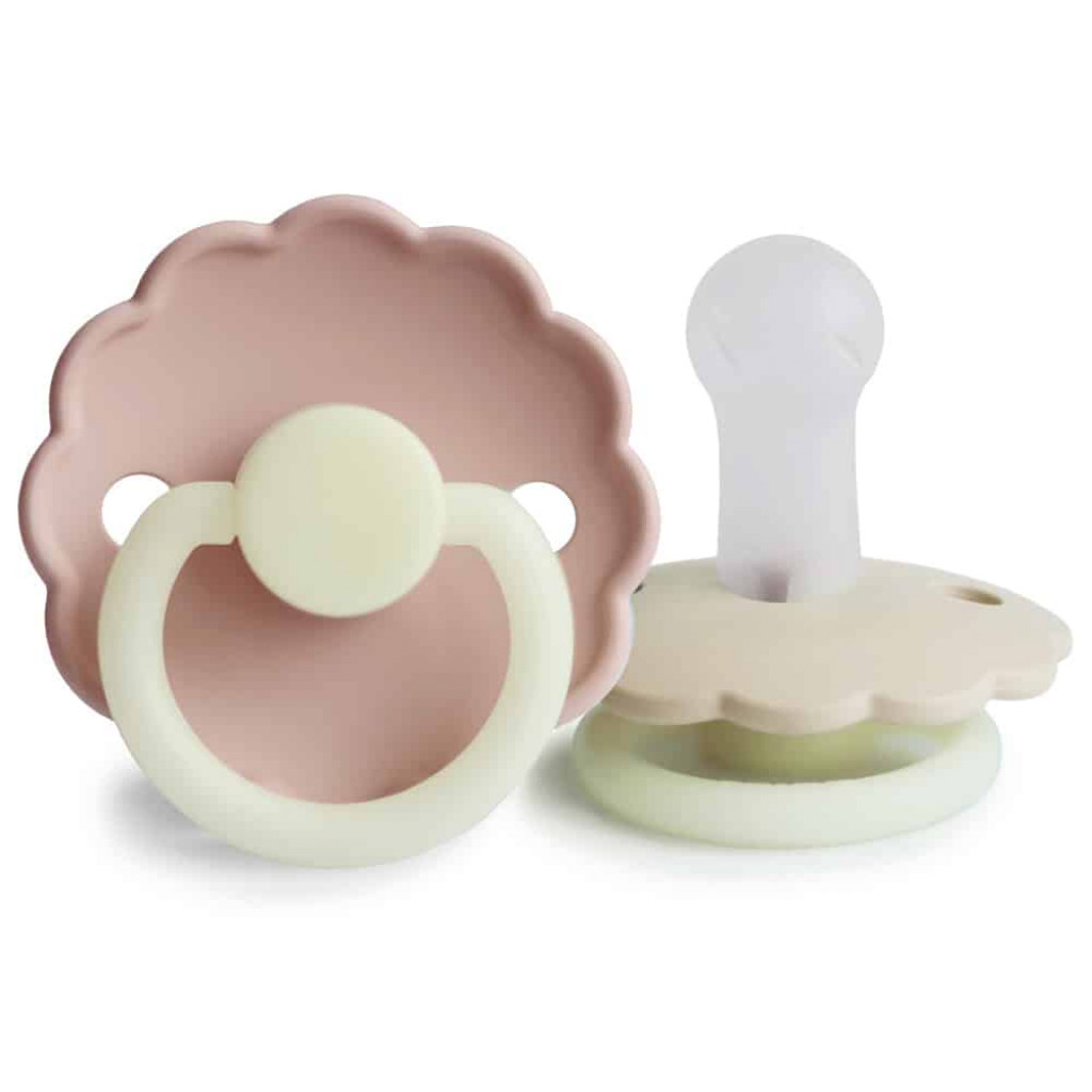 Frigg Dvojbalenie cumlíkov frigg daisy night blush/ cream, +6m, silikón