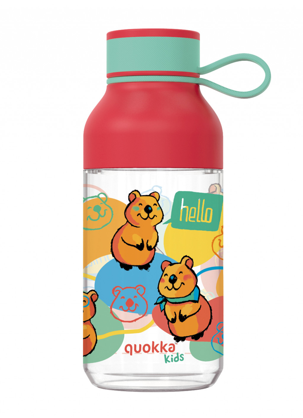 Quokka Plastová fľaša Ice Kids s pútkom Happy 430 ml