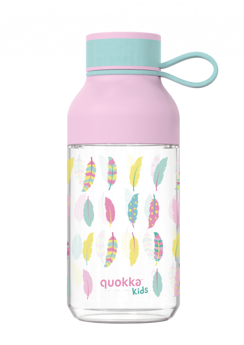 Quokka Plastová fľaša Ice Kids s pútkom Feathers 430 ml