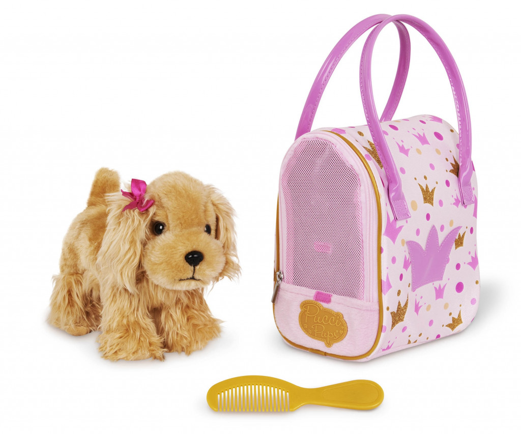 Pucci Pups Psík hnedý v taške Pink Crown Glam Bag