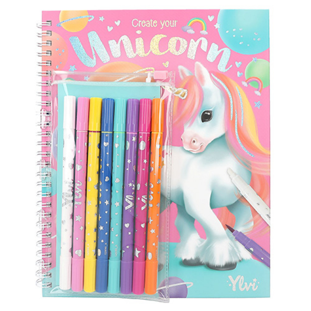 Ylvi Omalovánka | Create Your Unicorn - Ylvi, Blok s fixy, 8 barev