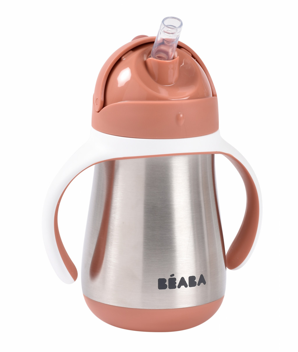 Beaba Hrnček termoizolačný so slamkou nerez 250ml Terracotta