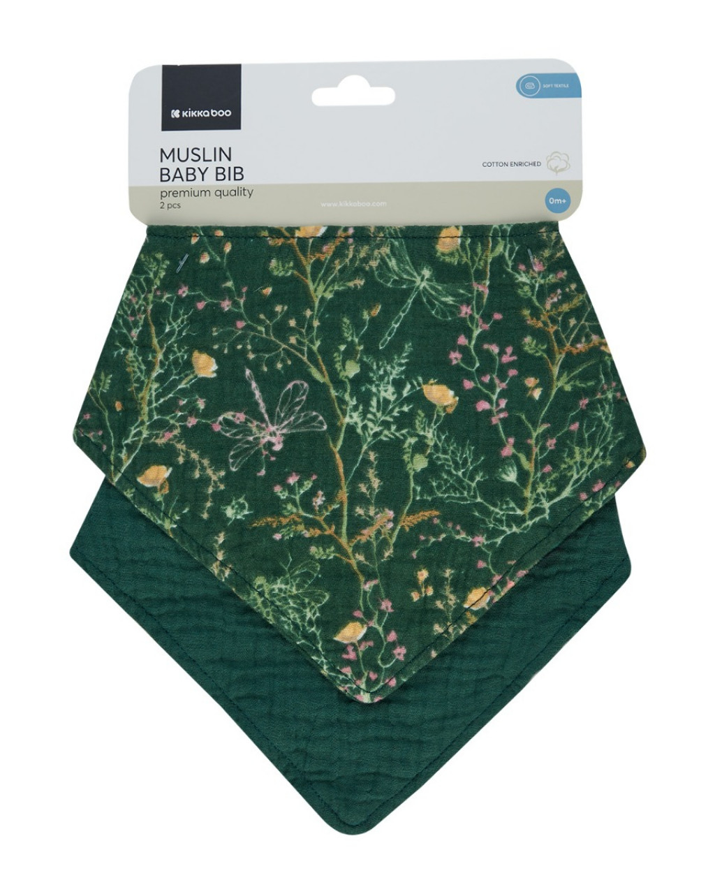 KikkaBoo Podbradník bandana 2ks Secret Garden Green