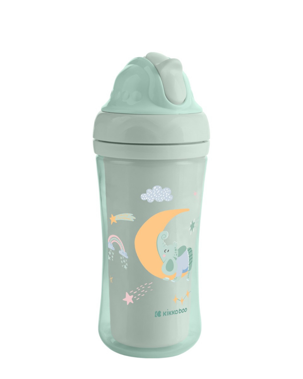 KikkaBoo Hrnček so silikónovou slamkou 220ml 8m+ Moony me Mint