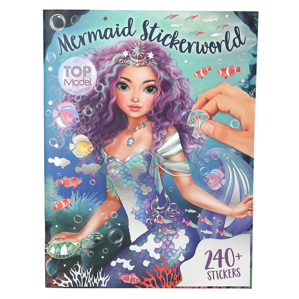 Top Model Velký kreativní sešit Mermaid Stickerworld Top Model, 240+ samolepek