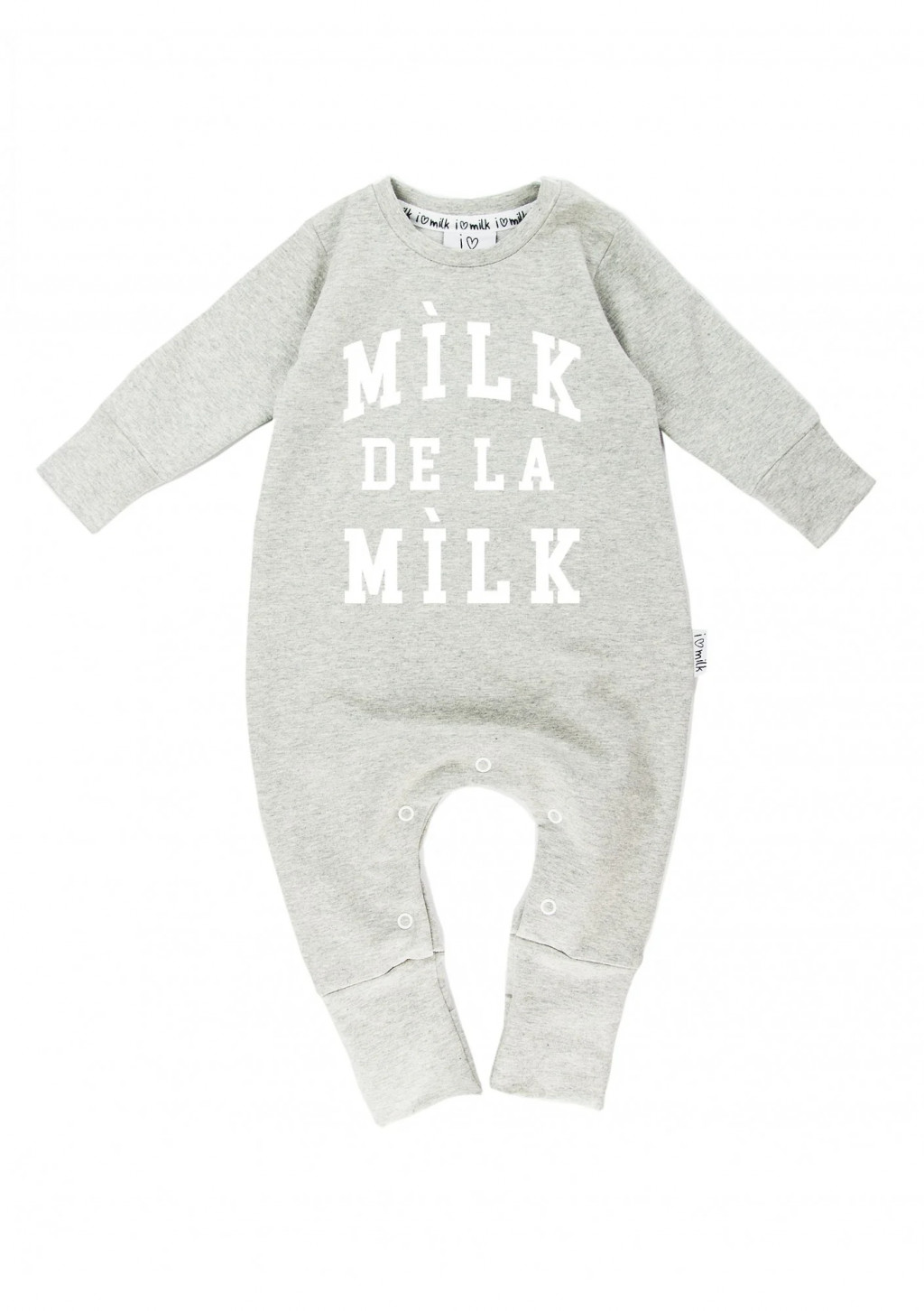 I love milk Melange grey long sleeved romper "milk de la milk"