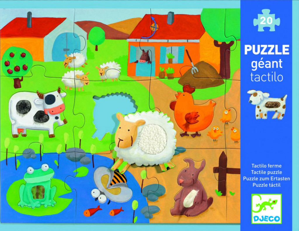 DJECO Obrovské hmatové puzzle  Farma (s plochami na rozvíjanie hmatu)