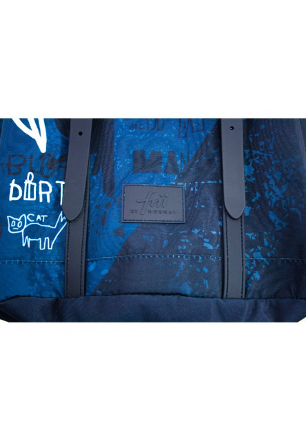 Ergonomický školský batoh 30L RETRO BLUE GRAFFITI 