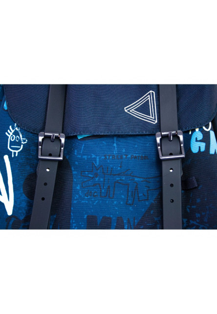 Ergonomický školský batoh 30L RETRO BLUE GRAFFITI 