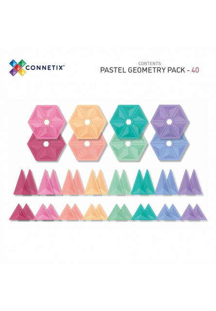 Magnetická stavebnica - Pastel Geometry Pack 40 ks