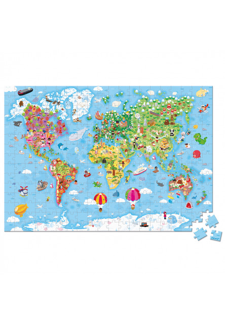 Puzzle Mapa sveta v kufríku 300 ks