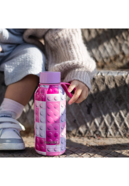 Nerezová termofľaša Solid Kids s pútkom Pink Bricks 330 ml