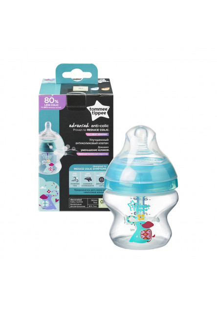 Dojčenská fľaša C2N ANTI-COLIC potlač 150ml 0m+