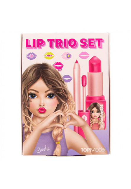 Sada Lip Trio Set Top Model, Rtěnka, lesk, konturovací tužka Top Model