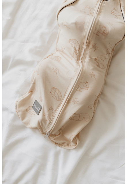 Zavinovačka Sleepee Second Step Swaddle s čepičkou zdarma Vintage Animals Cream