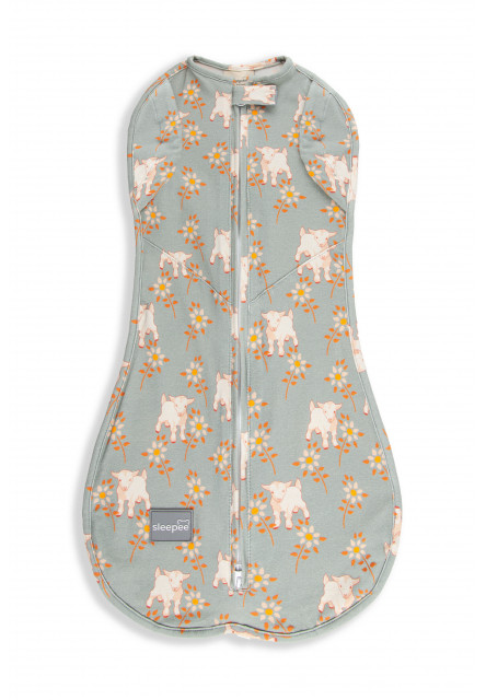 Zavinovačka Sleepee Second Step Swaddle s čepičkou zdarma Vintage Animals Sky Blue