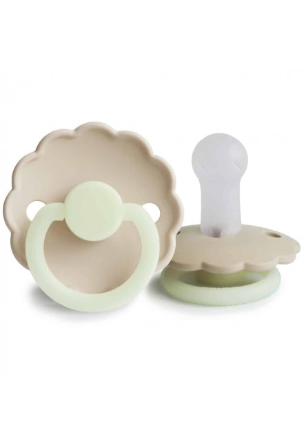 Dvojbalenie cumlíkov frigg daisy night blush/ cream, 0-6m, silikón