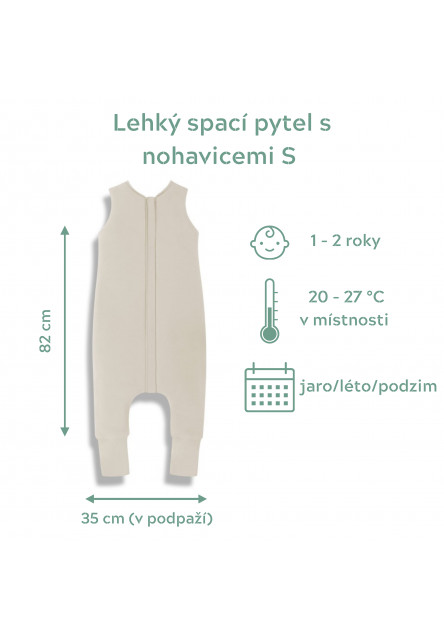 Ľahký spací vak s nohavicami Sleepee Green XS