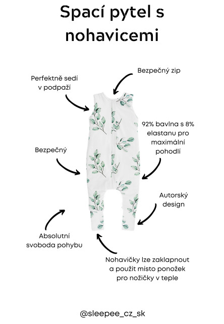 Celoročný spací vak s nohavicami Sleepee Bloom/Čierne bodky XS