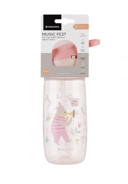 Hrnček so silikónovým náustkom 450ml 12m+ Music Fest Pink