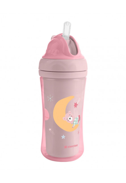 Hrnček so silikónovou slamkou 220ml 8m+ Moony me Pink