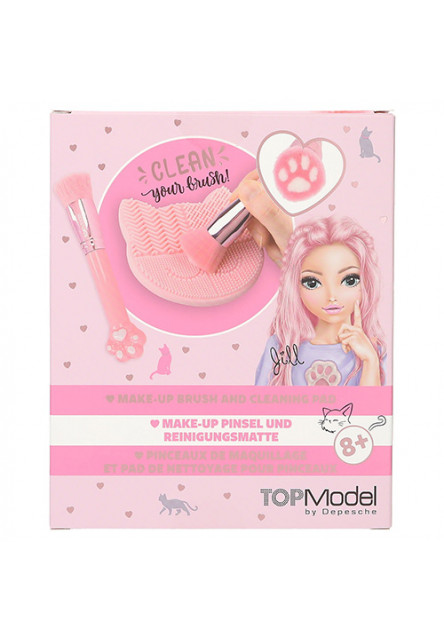 Make-up Brush and Cleaning Pad Top Model, 1x štetec, 1x čistiaca podložka