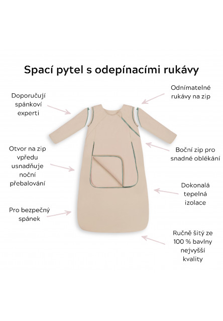 Celoroční spací pytel s odepínacími rukávy Sleepee Grey Limitovaná edice