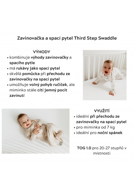 Spací pytel pro miminko Sleepee Third Step Swaddle Black Dots