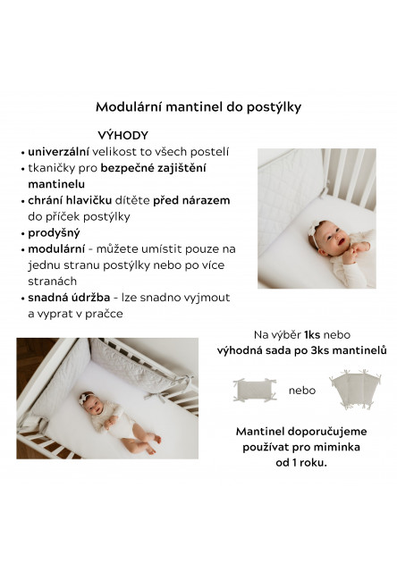 Modulární mantinel do dětské postýlky Sleepee Grey