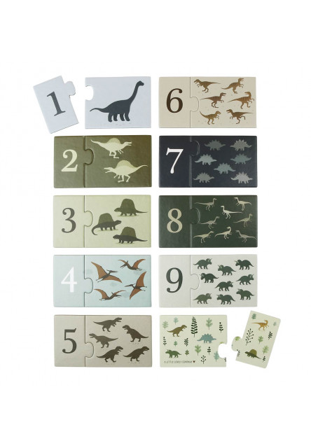 priradzovacie puzzle – počítanie s dinosaurami