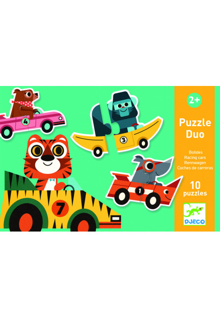 Puzzle duo: Pretekárske autá - 10ks DJECO